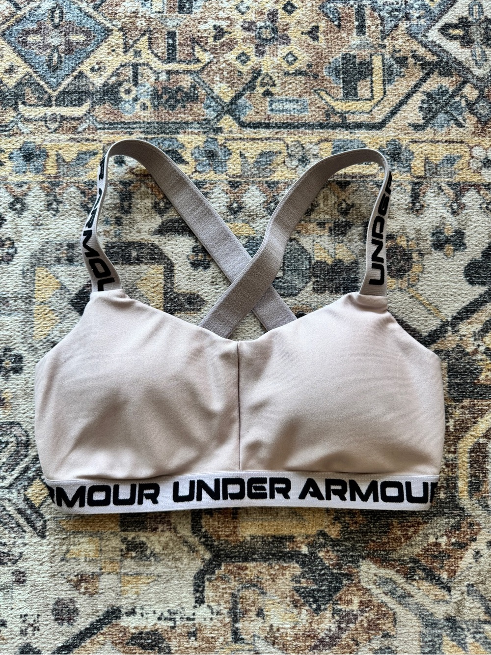 Under Armour pink Cross-Back Sports Bra with Branded Elastic Band